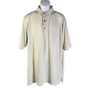 FootJoy Golf Polo Mens XL Cream Dolphin Print Short Sleeve Performance Shirt